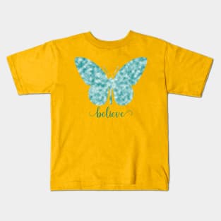 Believe Blue Butterfly Kids T-Shirt